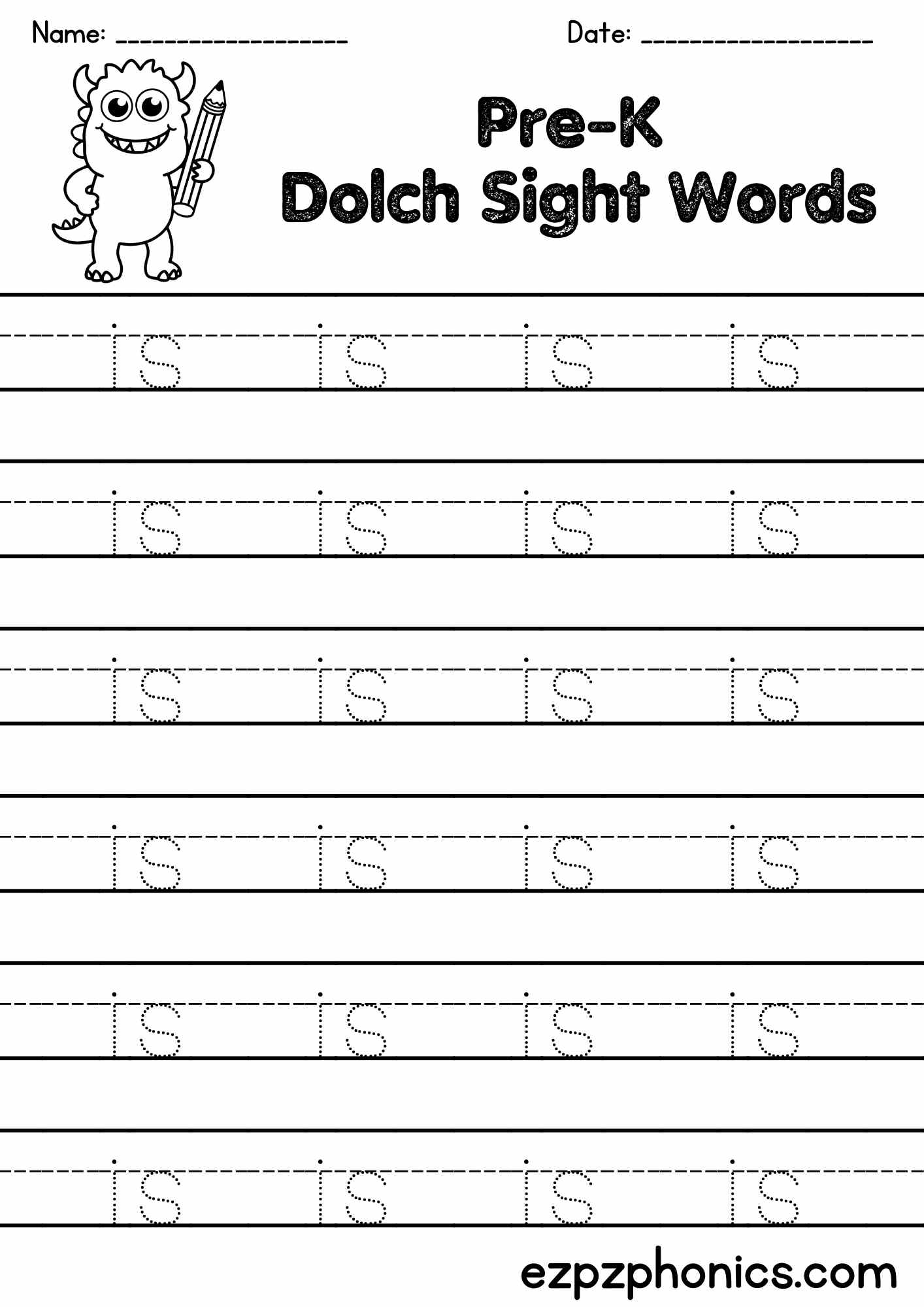 is-sight-word-tracing-worksheet-pre-kindergarten-free-pdf-download